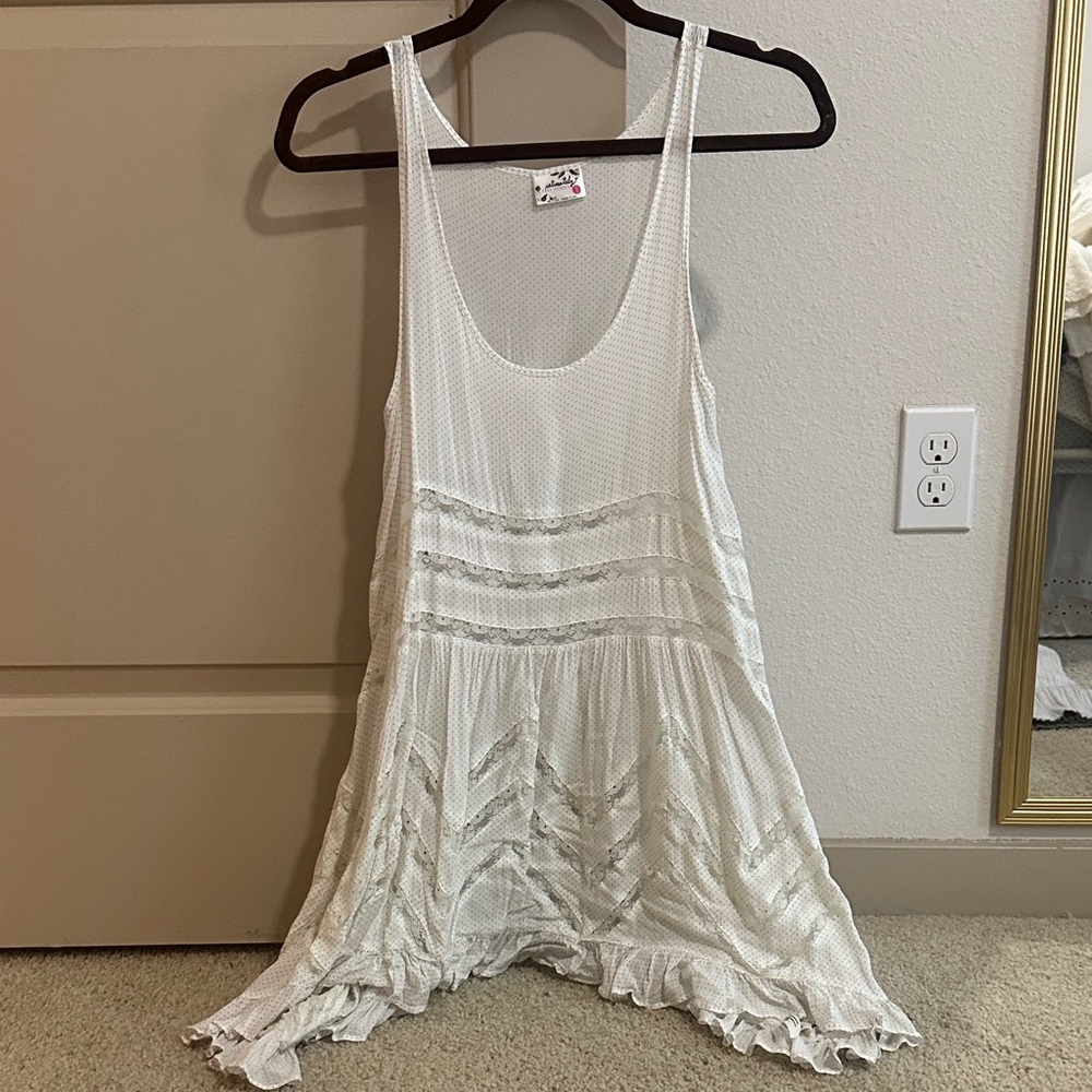 Free People Cream Lace Polka Dot top
